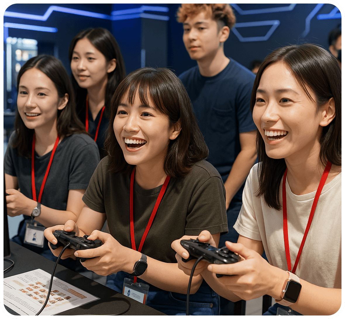 ゲームを対戦する人々の様子